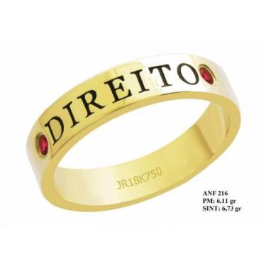 Imagem de Anel de Formatura para Direito Rubi em Ouro 18k Amarelo com Brilhantes