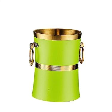 Imagem de balde de gelo para festas bar colorido KTV balde de gelo especial balde de gelo criativo balde de cerveja e vinho champanhe balde de gelo de aço inoxidável recipiente de gelo balde de vinho (cor: E)