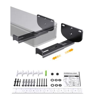 Imagem de jidinung Suportes de parede para montagem em barra de som – Fácil de instalar suportes de barra de som universal anti-queda sob TV, suporte de prateleira de alto-falante para Samsung, Bose, Vizio, LG,