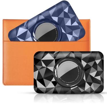 Imagem de Pacote com 2 porta-cartões ultrafinos para homens e mulheres, porta-cartões leve para Apple Airtag, capa fina para carteira, passaporte, bolsa, bolsa de mão (preto + azul marinho)