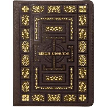 Imagem de Biblia Sagrada Catolica Ntlh, Molduras, Couro Soft Marrom, Leitura Perfeita