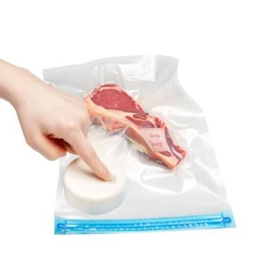 Imagem de SealVax® Selador a vácuo portátil + sacos de vedação a vácuo com válvula redonda, conjunto de 20 sacos sous vide.