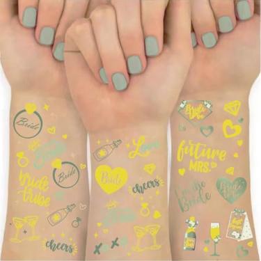Imagem de Tatuagens de despedida de solteira douradas, mais de 50 peças de lembrancinhas de festa de Bach, tatuagens temporárias da tribo da noiva, acessório metálico para festa nupcial, Miss to Mrs
