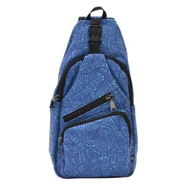 Imagem de Nupouch Mochila tiracolo antifurto, carregamento USB, leve para viagens, caminhadas, todos os dias, Azteca azul, Regular, Mochilas Daypack