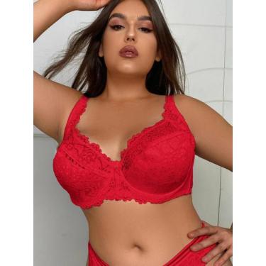 Imagem de Sutiã feminino plus size sexy renda roupa íntima sutiã fino copo E sut