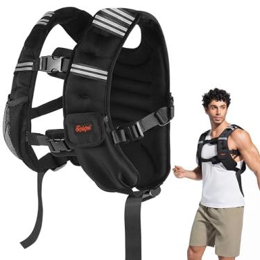Imagem de Colete pesado, 5,4 kg/7,3 kg/9,1 kg/13,6 kg/18 kg, inodoro, tamanho de 6 alças ajustáveis para homens e mulheres, corrida, caminhada, treino de força (peso não ajustável)