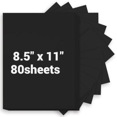 Imagem de Cartolina preta 8,5 x 11, papel grosso para impressora 34 kg/200 gsm, 80 folhas de cartolina preta, cartolina pesada, papel de arte para convites, cartões faça você mesmo, cartões de visita, menus