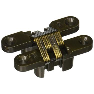 Imagem de SOSS Dobradiça invisível de zinco 204 com furos para aplicações em madeira ou metal, montagem de encaixe, acabamento externo de latão antigo (pacote com 2)