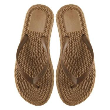 Imagem de Chinelo Sandalia Feminina Tranças Confortavel Elegante Cor Caramelo - 