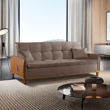 Imagem de Sofá Cama para Sala de Estar Ref 43 - 2500-b Firenze Marrom Claro/Avelã