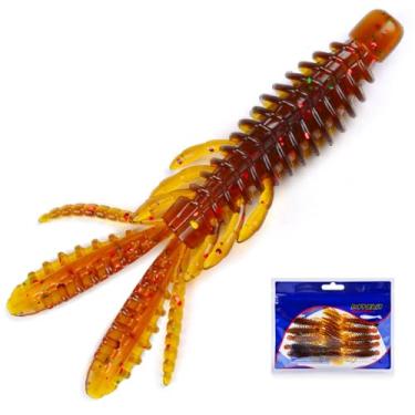 Imagem de 10 iscas de isca de natação macia, 8 cm/3,15 pol, kit de iscas de pesca de plástico macio em forma de camarão, iscas de natação com 5 cores, para pesca de truta, robalo, peixe vermelho, água doce