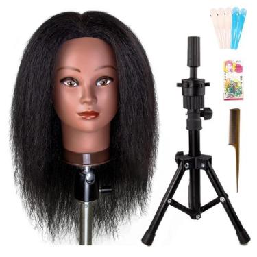 Imagem de Cabeça de manequim MILLYSHINE 100% cabelo humano real de 16 polegadas