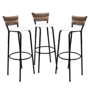 Imagem de Conjunto Com 3 Cadeiras Banquetas Bancos 80cm Área Gourmet Bistrô Amer