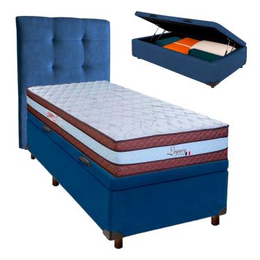 Imagem de Kit Cama Box Bau + Cabeceira + Colchão Solteiro Molas Ensacadas - Legaccy - Paropas