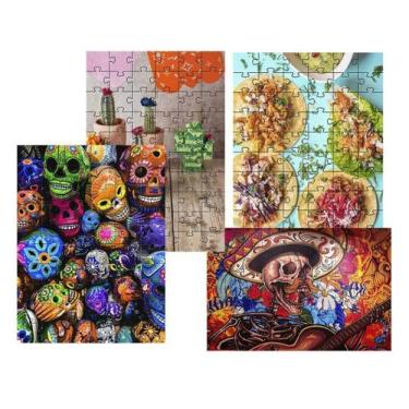 Imagem de 4 Quebra-Cabeças Atividades Cultura Mexicana 24 Peças - Coleção Tea
