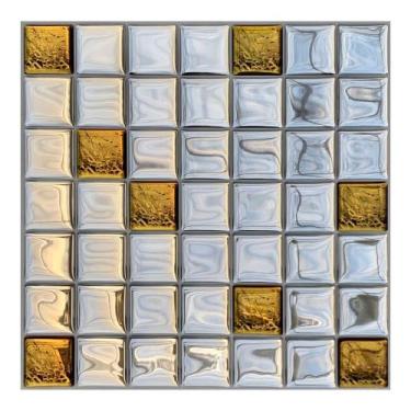 Imagem de Pastilha Adesiva Resinada Espelhada de Vidro Dourado - Kit com 4 Placa