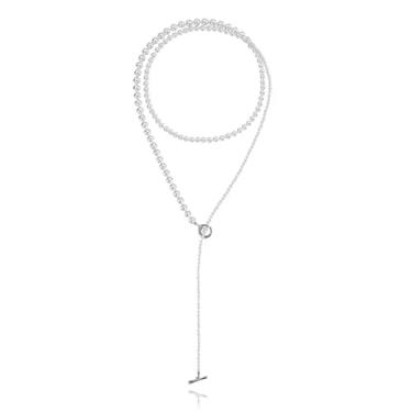 Imagem de Cowlyn Colares longos de pérolas para mulheres, presentes de fantasia Gatsby, anos 20, bijuterias, festas de casamento, aniversário, presentes, 45in, Pérola, Pérola