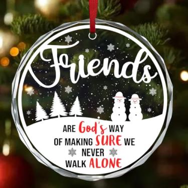 Imagem de Jesuspirit Enfeites de Natal para amigos 2025, presentes de amizade para mulheres, amigas, enfeite para árvore de Natal, enfeite de presentes de irmã (Friends are God's Way of Making Sure We Never
