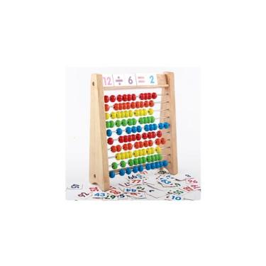 Imagem de Ábaco educacional de madeira para crianças que aprendem matemática - L