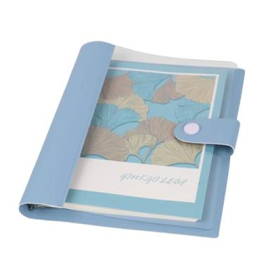 Imagem de Agenda A5 recarregável com 8 anéis, organizador de couro sintético de grão de lichia triplo com 200 folhas forradas, fichário estético de folhas soltas para orçamento, diário (azul, capa transparente)