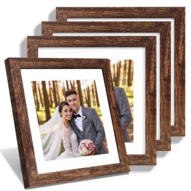 Imagem de Conjunto de 4 porta-retratos Hongkee 10x10 com vidro e marrom rústico