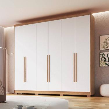 Imagem de Guarda-roupa 6 Portas 6 Gavetas Brescia Cedro/Branco Line