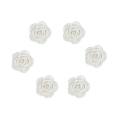 Imagem de Kit C/6 Miçangas em Resina Flor Rosa Branca  2 cm
