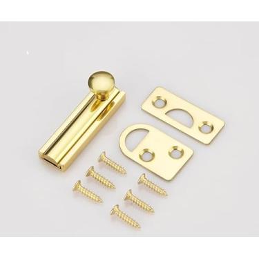 Imagem de Trava deslizante de latão maciço, trava de superfície de segurança antifurto de 5 cm SUYA para portas francesas, cercas de madeira, portões e armários, acabamento dourado polido