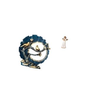 Imagem de Fenteer Estatueta de Anjo em Resina para Decoração de Casa, Estante, Sala de Estar, Mesa Interna, Escultura de Querubim Segurando Um Pombo, Presente