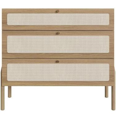 Imagem de Cômoda Com 03 Gavetas Para Quarto Closet Pés Madeira Moss A03 Hanover 