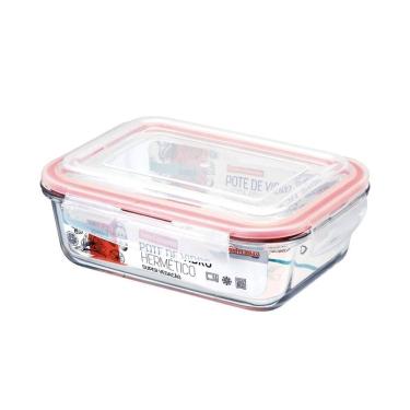 Imagem de Pote De Vidro Hermético Marmita Tampa Plástico Com Trava
