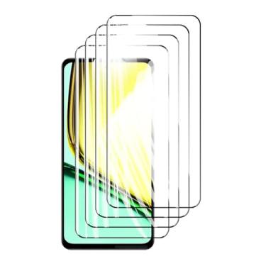 Imagem de 4 protetores de tela para Realme 12 Lite, 6,72" de vidro temperado, cristal 9H, capa antirriscos de alumínio resistente a impressões digitais (preto)