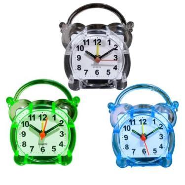 Imagem de Relógio de Mesa Despertador Analógico Quartz Alarme de Cabeceira Despertador de Mesa para Quarto e Escritório | Relógio com Alarme Ajustável e Design Moderno (Kit 3 relógios B)