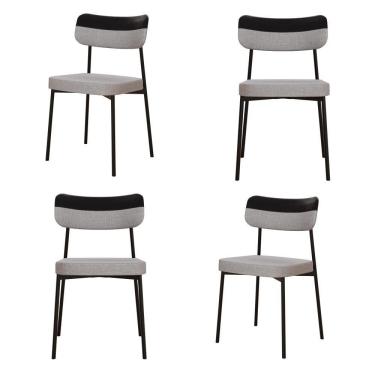 Imagem de Cadeira Mynna Fixa C/4 Pes 525 X 470 X 790 Mm C/4 Un. Crt.cinza Claro/courino Preto Crt Cinza Claro/courino Preto