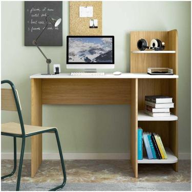 Imagem de Escrivaninha P/ Notebook Carvalho/Branco Com 3 Prateleiras