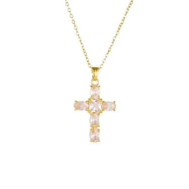 Imagem de MiiFort Gargantilha religiosa com cruz de zircônia cúbica, presente de aniversário para mulheres, filha, irmã, avó, neta, tia, amizade, One Size, Metal, Sem Pedra Preciosa