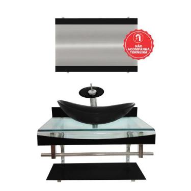 Imagem de Gabinete de Vidro 90cm para banheiro Luxemburgo - EKASA, Preto