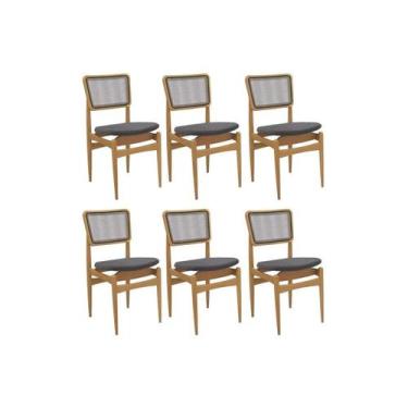 Imagem de Cadeira Sala de Jantar Stela 1CMM013CA Premium Madeira Maciça Kit 6 Un