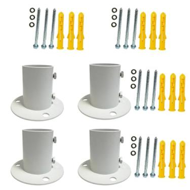 Imagem de 4 pacotes de flanges brancas de aço inoxidável 304 adequadas para tubos OD de 3,8 cm, adequados para corrimãos de suportes de escada de piscina (incluindo parafusos)