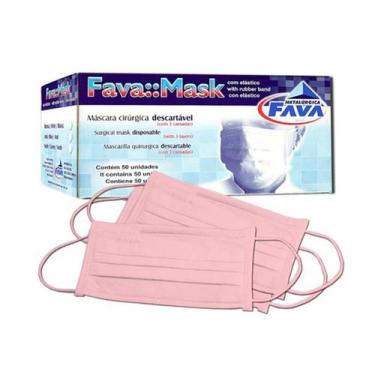 Imagem de Máscara Cirúrgica Descartável com Elástico - Fava, Rosa