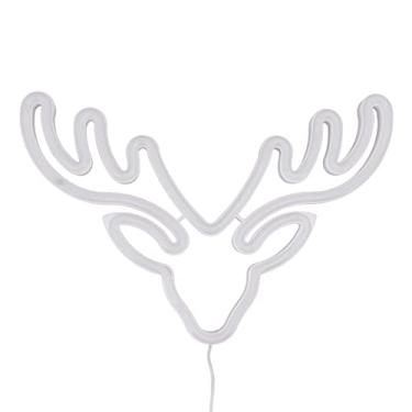 Imagem de aqxreight Sinal de Luz de Neon Em Forma de Alce para Decoração de Parede da Sala USB e Arte LED Colorida Alimentada por Bateria para Festas e Presentes de Férias (Luz colorida)