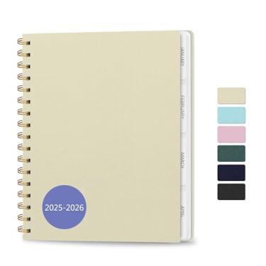 Imagem de Agenda 2025-2026, agenda semanal e mensal, capa de linho, agenda de 18 meses (janeiro de 2025 a junho de 2026), 24 x 21 cm, agenda de calendário com abas mensais, bolso interno, laço para caneta,