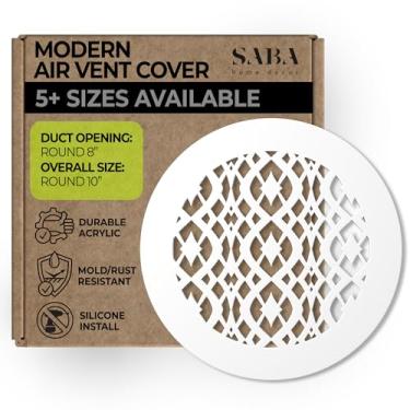 Imagem de Saba Air Grelha de cobertura de ventilação – Acrílico Plexiglass 2 aberturas redondas de duto (10 cm redondo geral) Acabamento branco Capas decorativas de registro para paredes e tetos não para uso no chão, Charlotte, 8" round, White