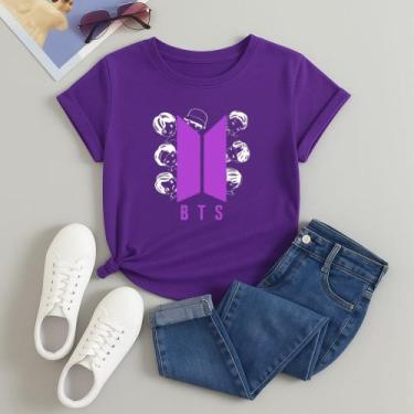Imagem de Camiseta 100% Algodão Feminina Estampa BTS Desenho Cartoon 615 Alta Qu