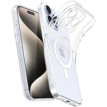 Imagem de Svanove Capa magnética transparente para iPhone 15 Pro Max, compatível com Magsafe Slim Thin Transparente Mag Safe Case para mulheres e meninas, capa de segurança de borracha de silicone macia fofa