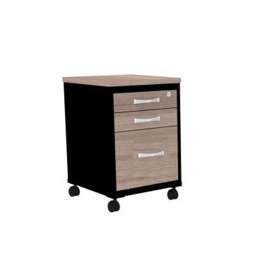 Imagem de Gaveteiro Volante 3 Gavetas Com Chaves Pe25 Em Mdp Noce Naturalle E Preto