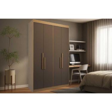 Imagem de Guarda Roupa Solteiro 4 Portas E 2 Gavetas Ph 1805 Cedro/fendi - Herval
