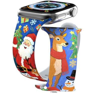 Imagem de THONWO Pulseira de relógio para o Dia das Bruxas, Ação de Graças, Natal, pulseiras esportivas de silicone macio para Apple Watch para homens e mulheres (véspera de Natal, 38/40/41/42 mm (série 10))