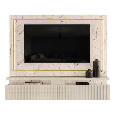 Imagem de Painel Bancada Suspensa Para Tv 60 Polegadas Gaia - 7 Decor Calacata E Off White