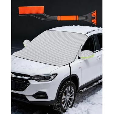 Imagem de Capa de neve para para-brisa de carro, raspador de gelo e escova de neve, protetor de para-brisa à prova d'água, gelo para remoção de gelo de neve no inverno, serve para Sedan SUV, proteção solar de